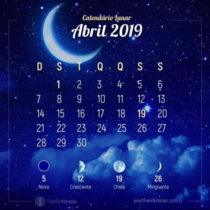 Calendário Lunar, Abril de 2019